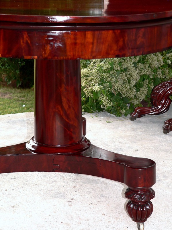 Center TABLE, Foyer, Classical Empire, Mahogany, Rswd Band Inlay, 35" dia, c1830 gallery