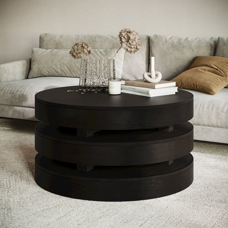 Mid-Century Modern Floating Sculpture Round Layered Coffee Table gallery