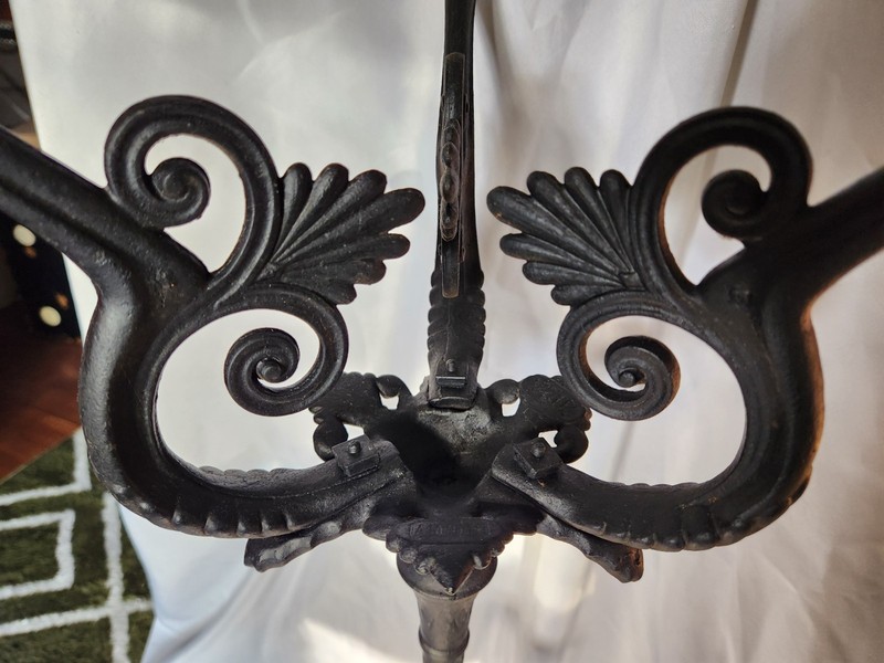 Beautiful Antique Marble & Cast-Iron Side Table/Plant Stand w/ Chains AMNacht? gallery