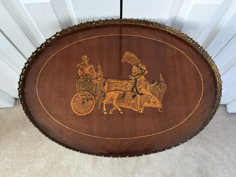 Antique 1920s Louis XV French Walnut Marquetry Side Table w/Ormolu Bronze D'or gallery
