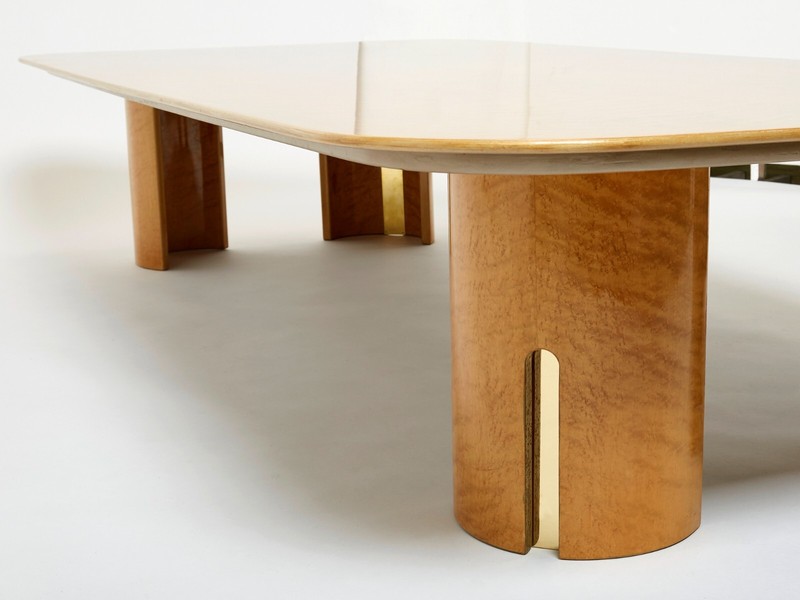 Extra Large maple brass coffee table Giovanni Offredi Saporiti 1980s gallery