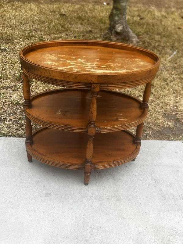 CTH-Sherrill Occasional Oval Accent Table Classical Three-Tier Oval Side Table