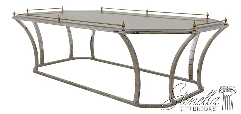 F59869EC: Modern Design Chrome & Brass Glass Top Coffee Table