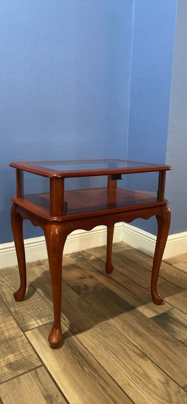 Vintage Queen Anne Style Display Box End Table Glass Curio gallery