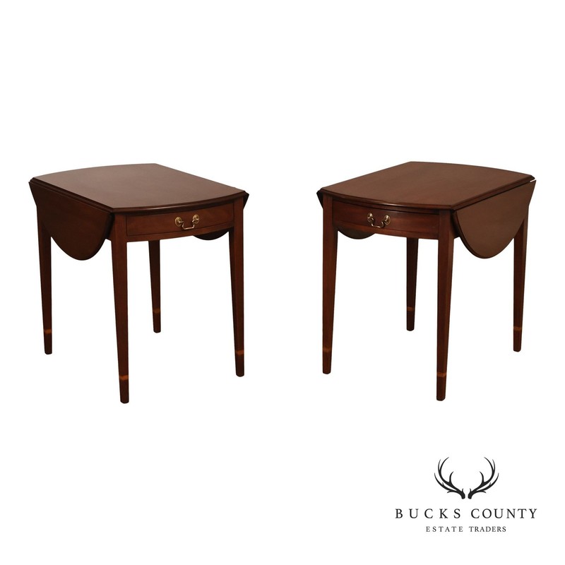 Henkel-Harris Hepplewhite Style Pair Of Mahogany Pembroke Drop Leaf Side Tables