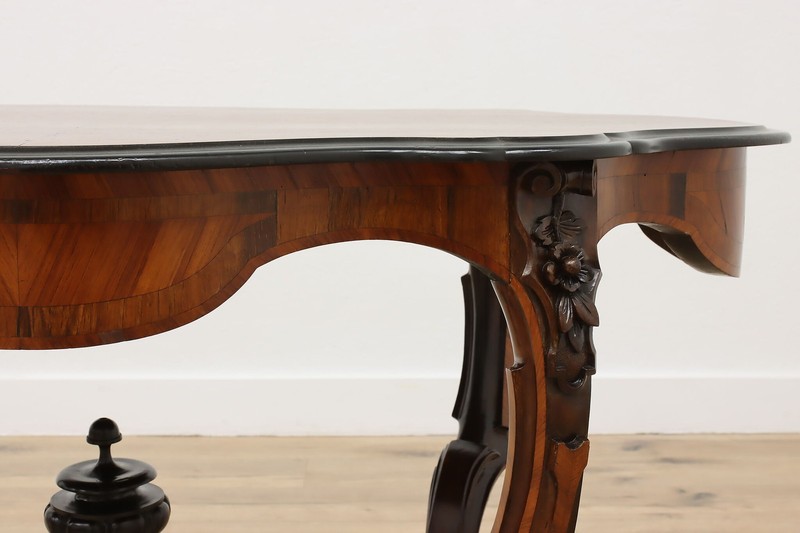 Victorian Antique Carved Rosewood Marquetry Center Table #56620 gallery