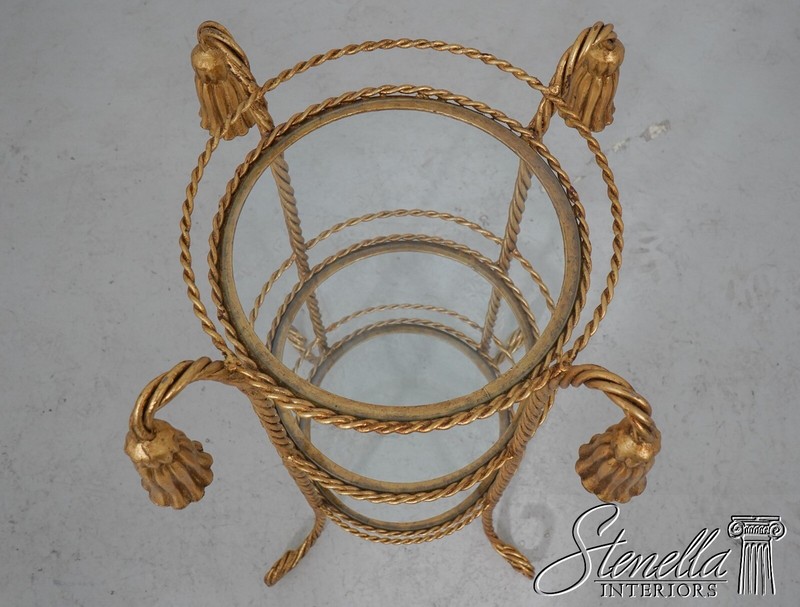 60350EC: Rope & Tassel Design Italian Gold Iron 3 Tier Occasional Table gallery