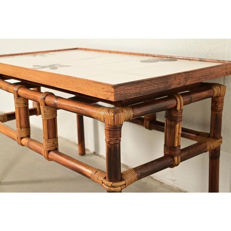 John Wisner Mid-Century Hollywood Regency Tile Top Side Table, 1950s gallery