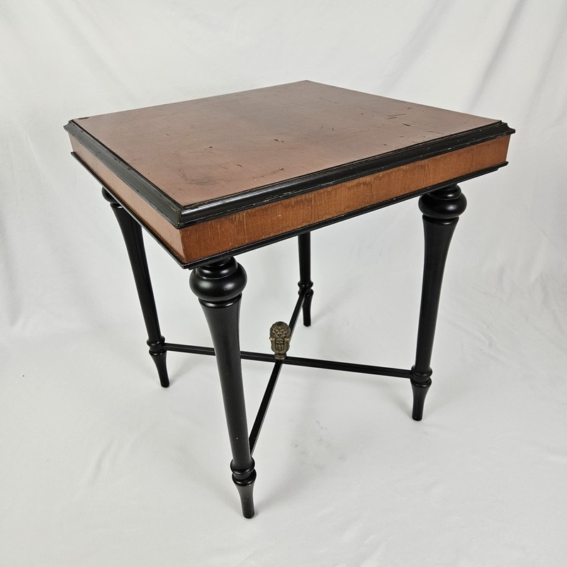 Vintage Bombay Regency Style End Table Two Tone Ebonized gallery