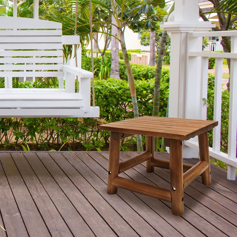 Leigh Country Amber Log Outdoor Patio Handcrafted Hardwood End Table, Brown gallery