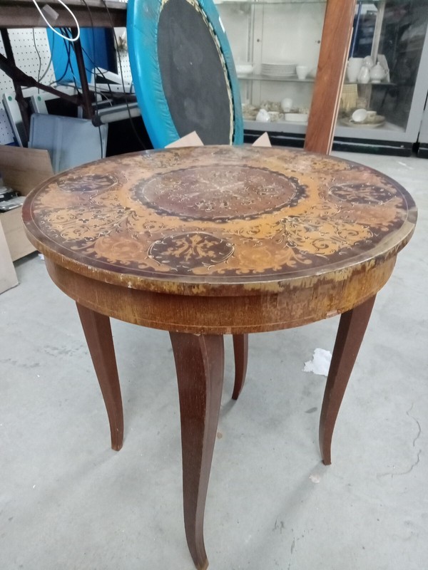 Round Antique Italian Music Box Table – Rare!! PRICE REDUCED!