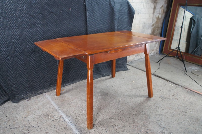 Mid Century Heywood Wakefield Maple Draw Leaf Extendable Dining Table MCM gallery