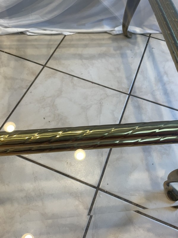 Vintage Brass & Glass Coffee Table - Twisted Bar Frame with Cabriole Legs, 36” gallery