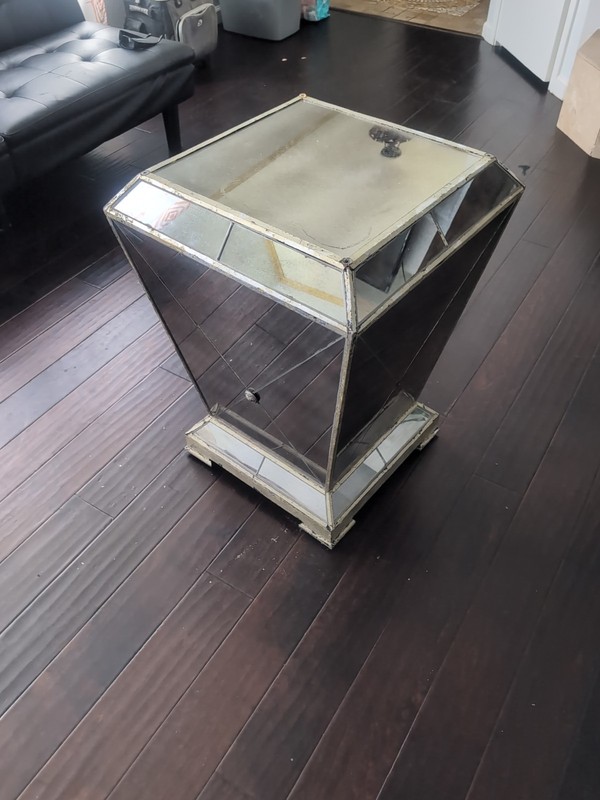 Mirrored Dinner Table Base /Display, Vintage Showcase Bedside End Table gallery