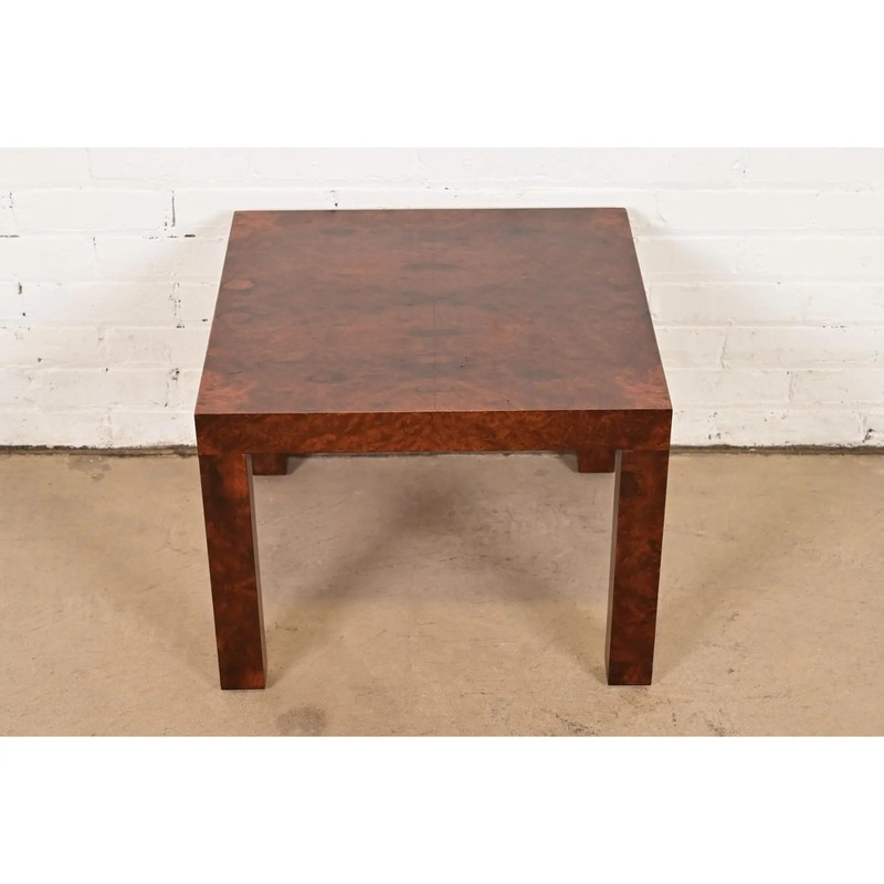 Paul Evans for Directional Mid-Century Modern Burl Wood Parsons Side Table, 1960 gallery