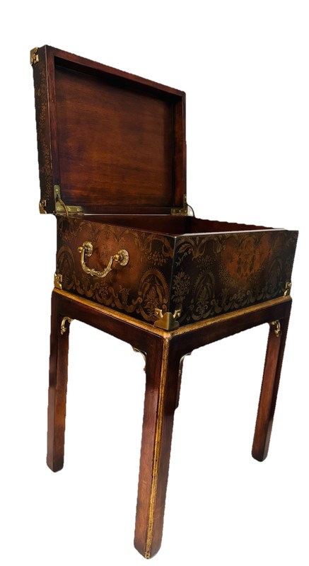 Wood Box on Stand End Side Table - Hand Painted gallery