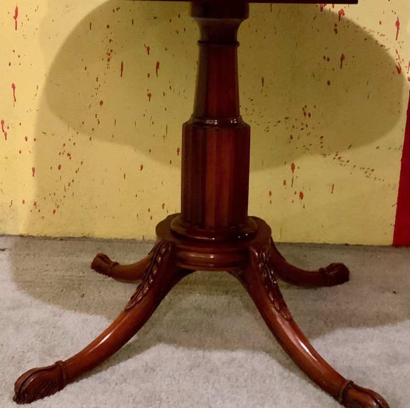 Vintage Leather-Top French Regency Style Rosette Pedestal Table gallery