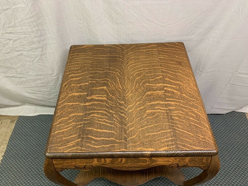 Antique Large Quartered Oak Lamp Side End Table Claw Feet gallery
