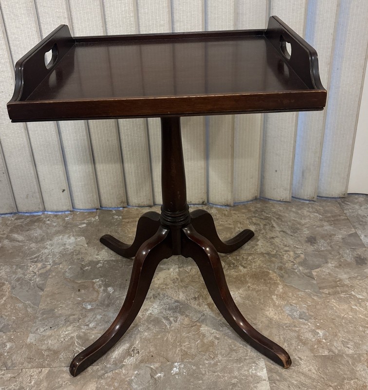 VTG Solid Mahogany Tray Table Antique 16”x16”x20.5”