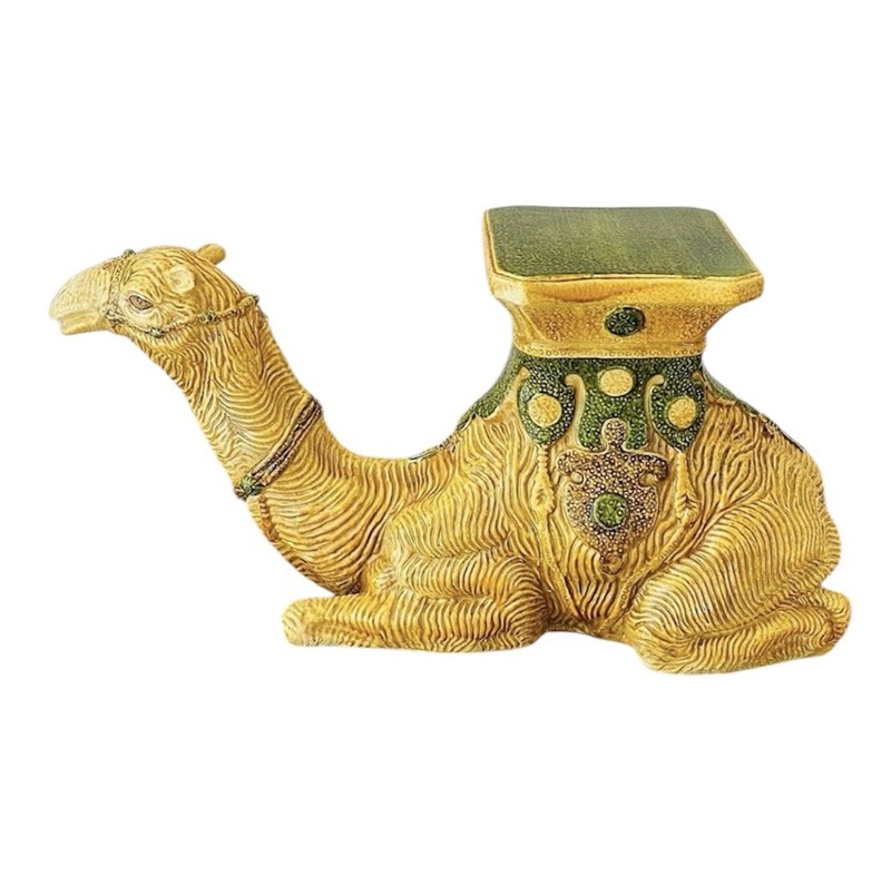 Vintage Mid Century 1960s Italian Majolica Camel Side Table or Garden Seat Stool