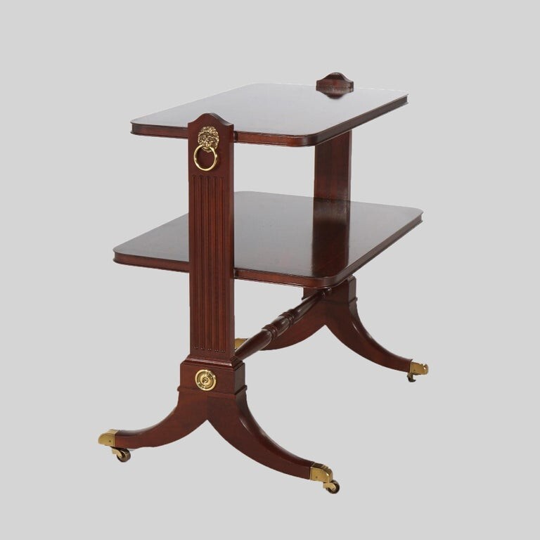Baker Regency Style Mahogany & Brass Two-Tiered Server Signed 20thC gallery