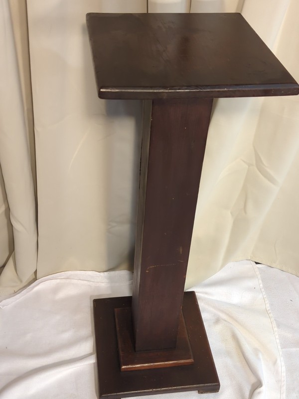 Antique Vtg Wood Plant Stand Side Table Large Lamp Table Square Base & Top 36x12 gallery