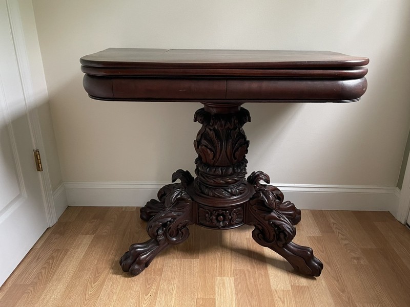 Antique Mahogany Entryway Console – Dutch Extendable Table, c.1880