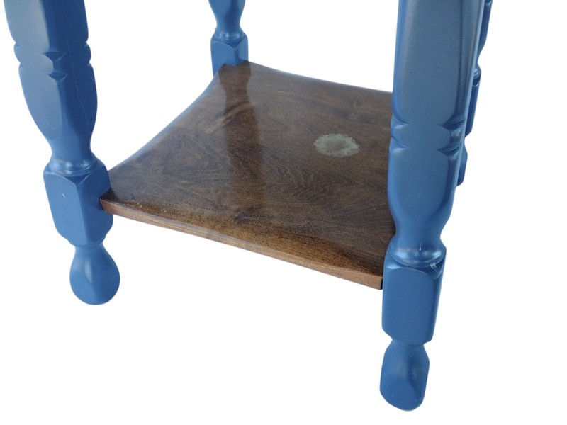 Antique Turned Solid Walnut Wood Hexagon Lamp Table End Side Accent Victorian gallery
