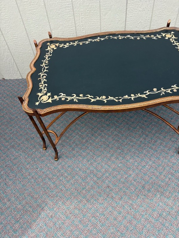 67617 Vintage French Style Coffee Table with Painted Floral Design gallery