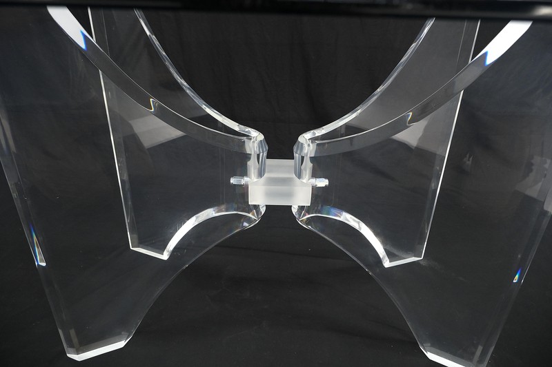 Oval Boat Shape Glass Top Butterfly Lucite Base 88" Long Dining Conference Table gallery