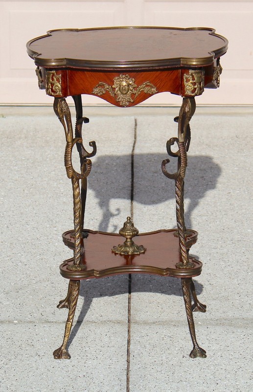 Late 19th Century French Louis XV Style Parquetry Round End Table W/Bronze Mount gallery