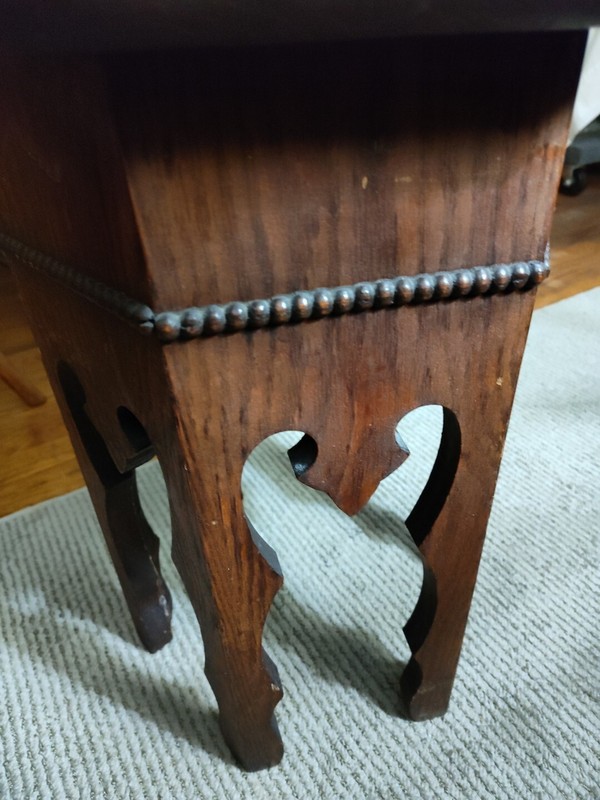 Antique Arts Crafts Table Plant Stand Mission Oak Wood Aprox 18"×16"×15" gallery