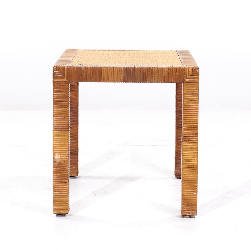 Bielecky Brothers Mid Century Rattan, Cane and Brass Side End Table gallery
