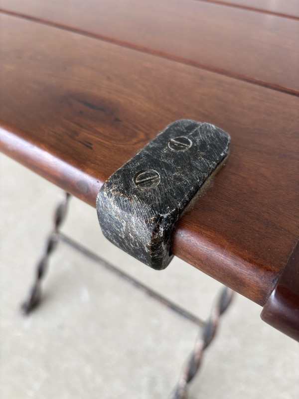 SPANISH REVIVAL STYLE CHERRY & CAST IRON SIDE/END TABLE gallery
