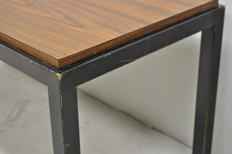 Vintage Mid Century Modern Steel Metal & Faux Rosewood Laminate Coffee Table gallery