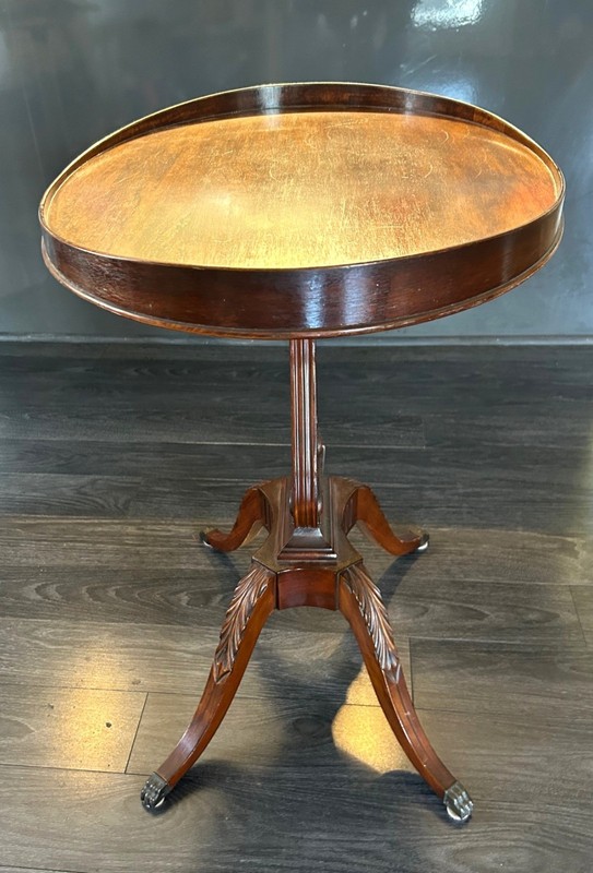Antique - Mid-Century MERSMAN Lyre Harp Base Oval Side Table ~ Duncan Phyfe A1 gallery