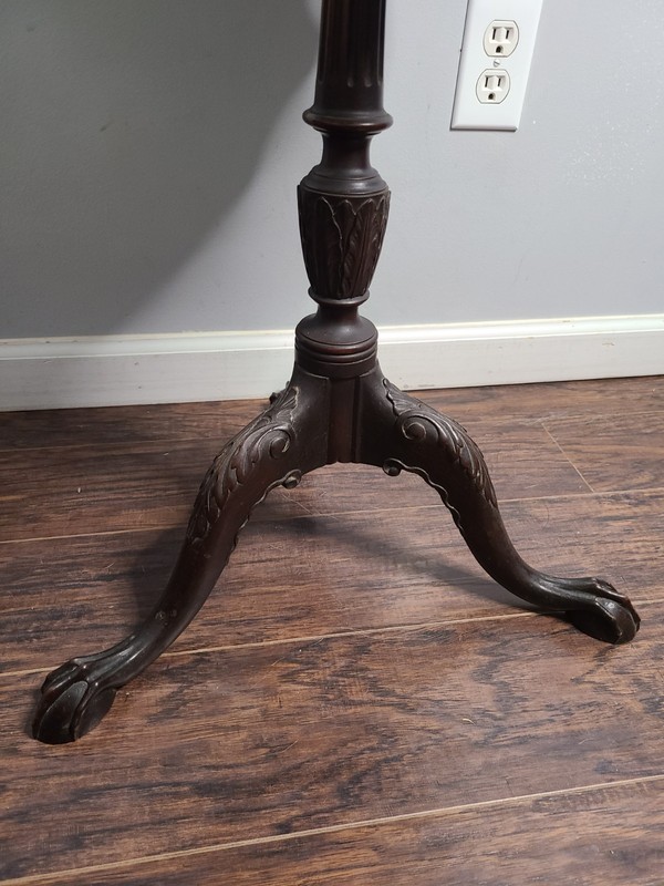 Antique Mahogany Tripod Table Pie Crust Top Talon Claw Foot Chippendale Style gallery