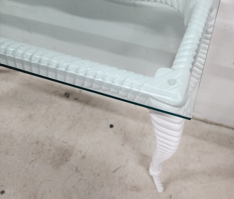 Italian Glass Console Solid Wood Faux Rope gallery