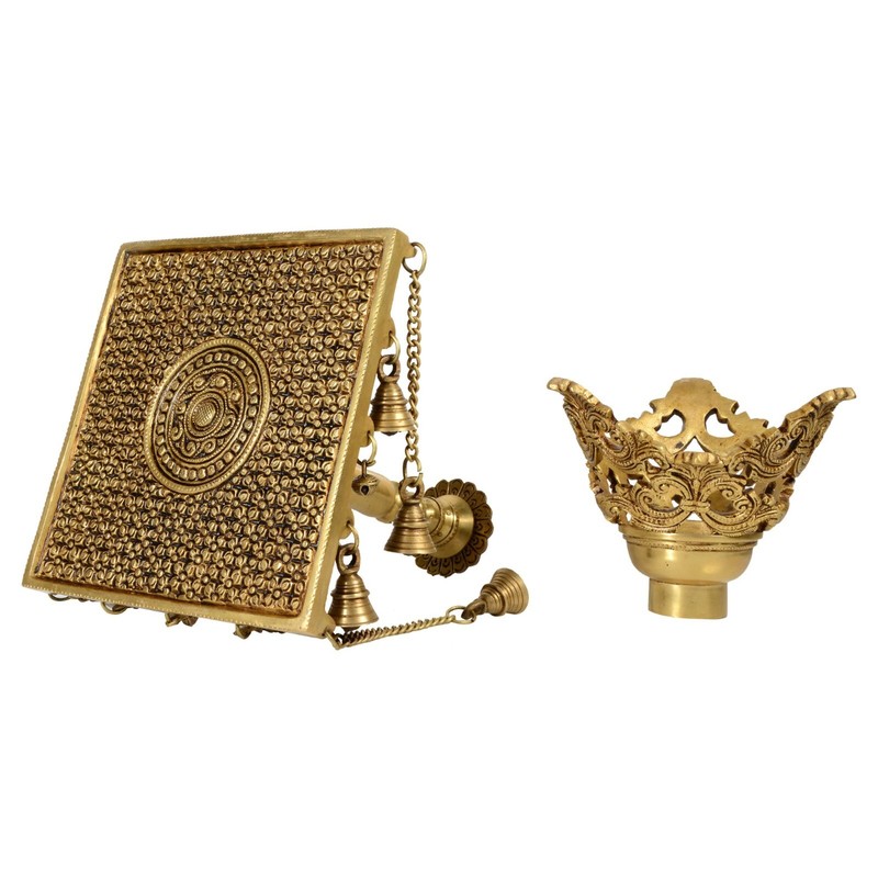 Table/Stand Antique Look Temple Traditional Bell Hanging Solid Pattern20.32 CM gallery