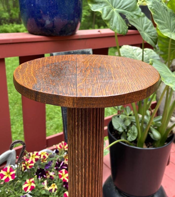 Antique Arts & Crafts Mission Quartersawn Tiger Oak Plant Stand Pedestal Fluted gallery