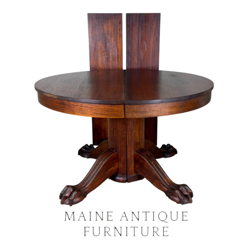 Antique Mahogany Ball & Claw Round Dining Table – 2 Leaves – c.1890s #22572