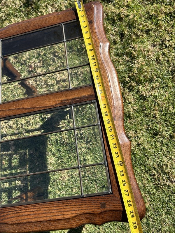 Antique French Style Glass Top Side Tables, Brown Wood, Carved Legs, 28x22x20 gallery