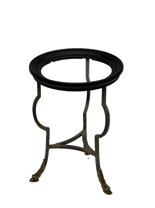 Vintage Mid-Century Modern Drexel Brass Hoof Drink 3-Legged Table gallery