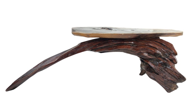 Mid 20th Century Live-Edge Coffee Table w/ Sculptural Root Base gallery