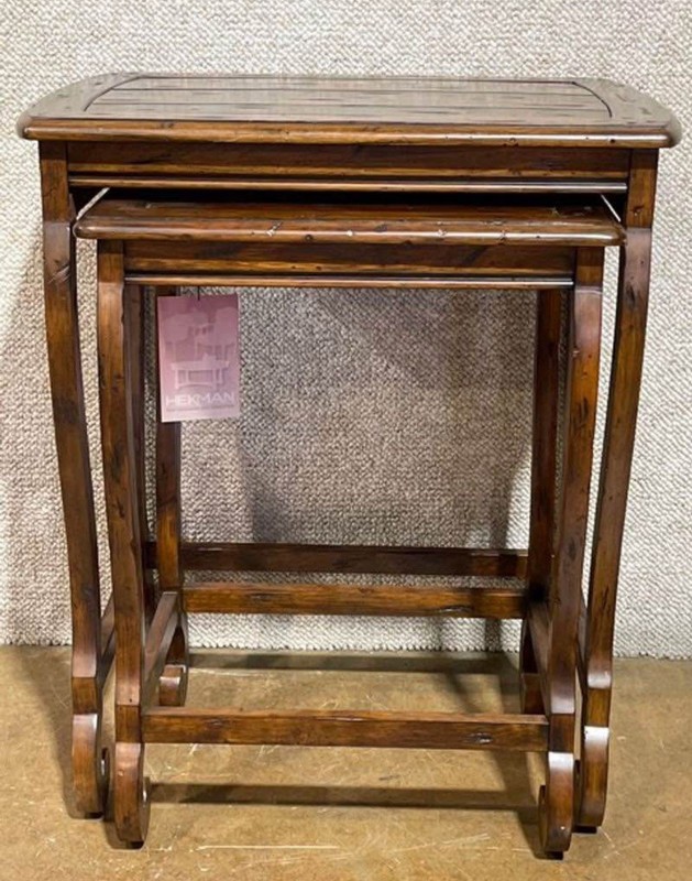 2 Distressed Finish Nesting Tables Rue de Bac Collection by Hekman NEW NWT gallery