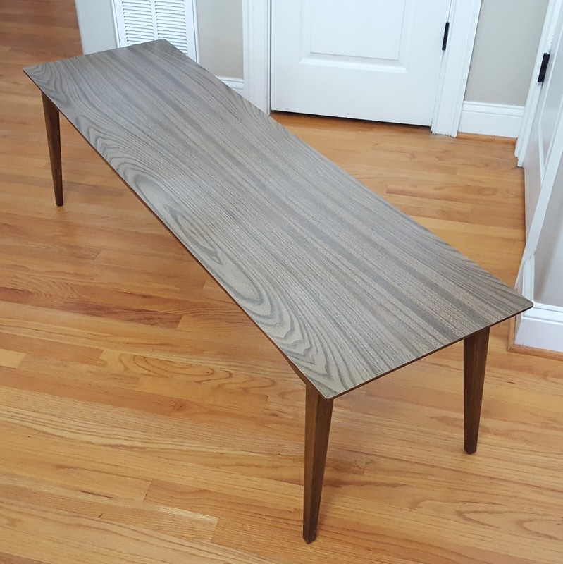 Vintage MCM Coffee Table Walnut Base/Legs Laminate Top Great Surfboard Design! gallery