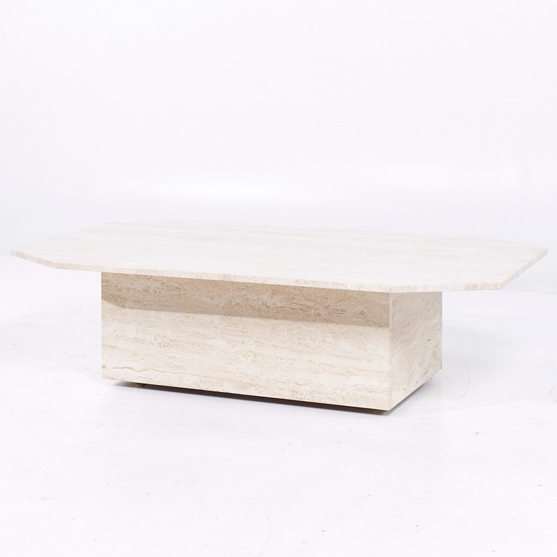 Mid Century Octagonal Travertine Coffee Table gallery