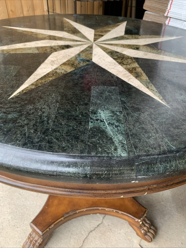 Butler Andorra Table Fossil Stone Star Inlay Round Paw Ft Pedestal Center Hall gallery