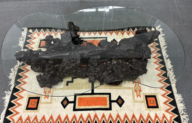1970s Natural Red Wood Burl Coffee Table - MCM Coffee Table gallery