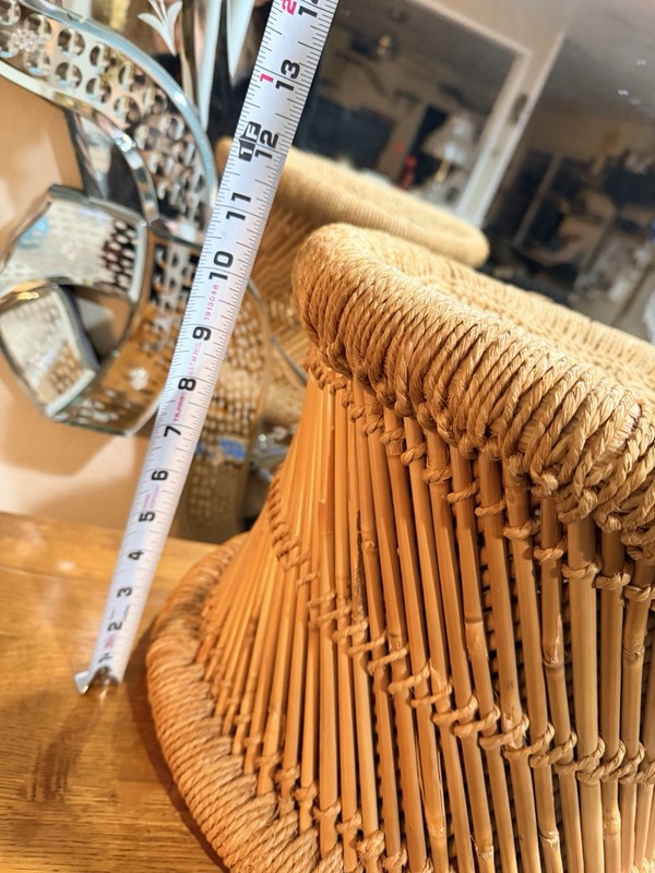 Vintage 1960s Mudda Stool Natural Bamboo Rope Woven Boho Mid-century plantstand gallery